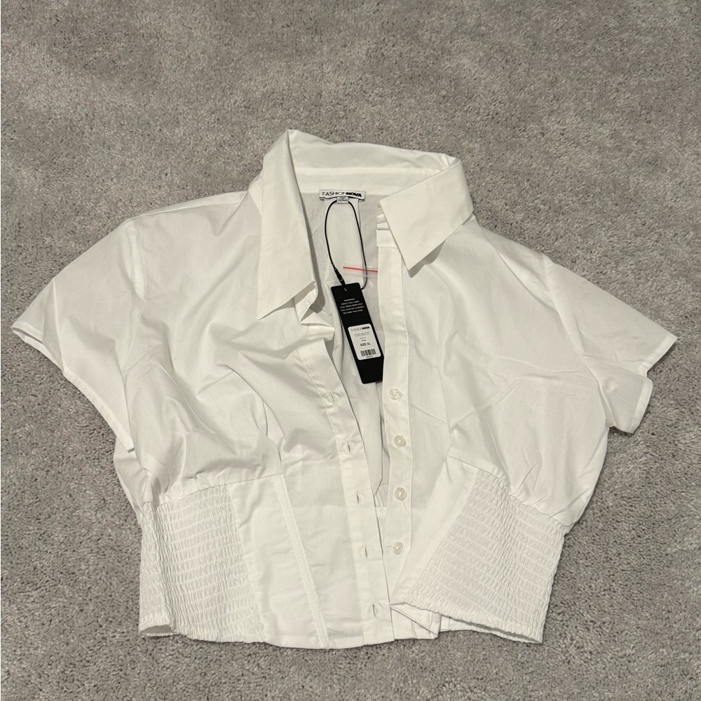 Short Sleeve Corset Top - White